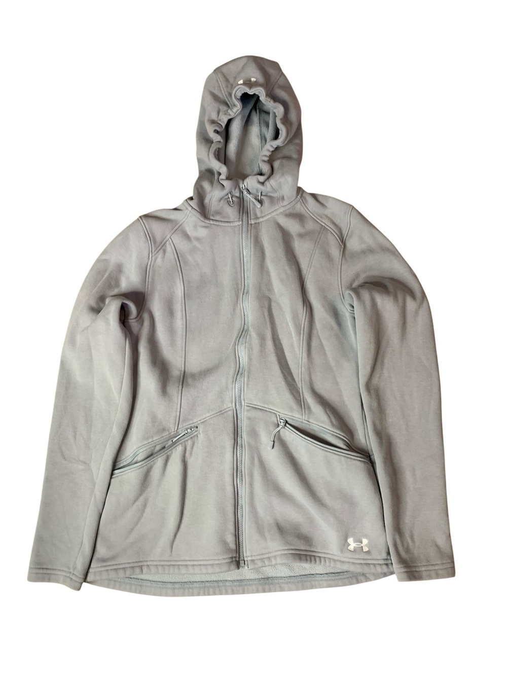 Under Armour ColdGear Fitted Full Zip Hoodie Jacket Grey Womens Small